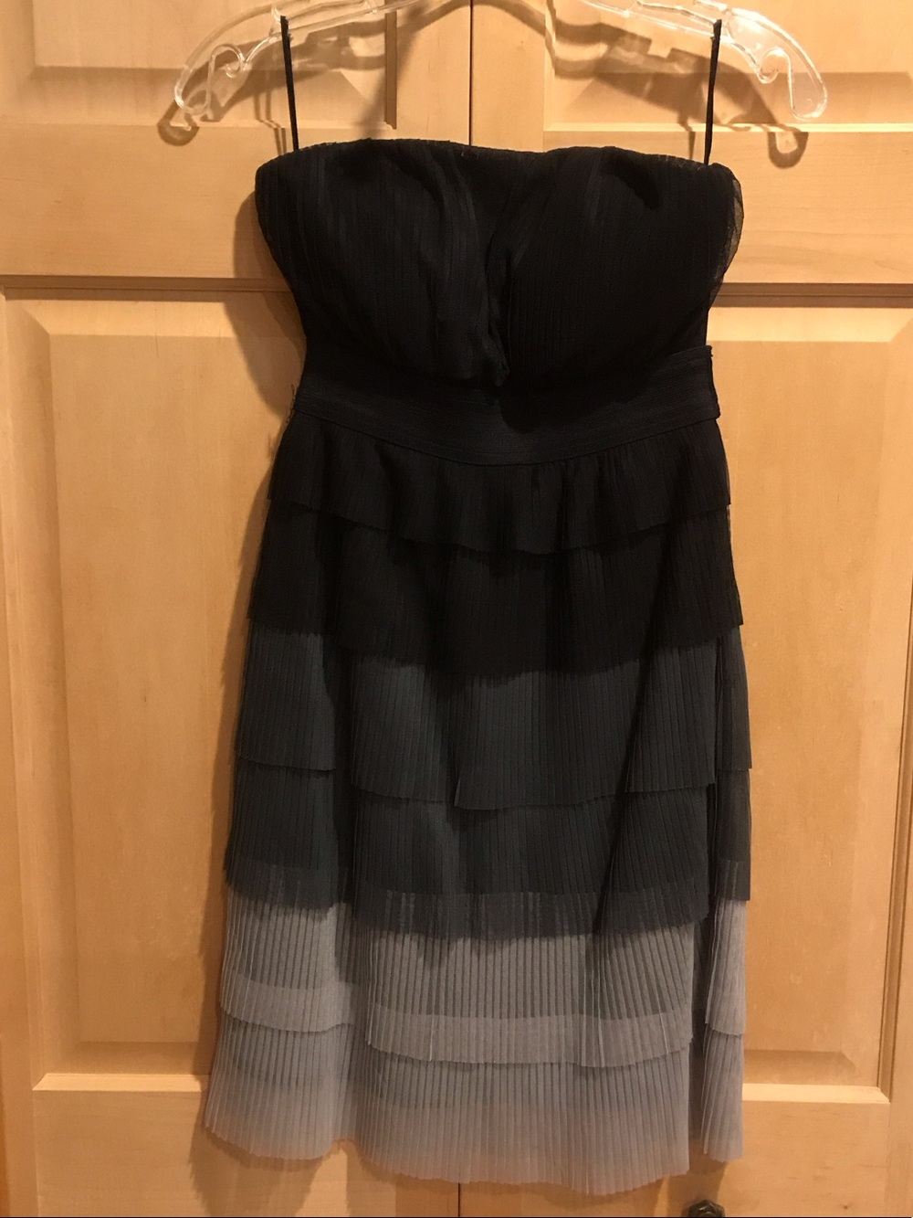 American Rag Black to Gray Strapless Tiered Ombre Dress
